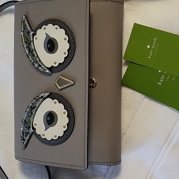 Kate spade  grey/taupe Owl crossbody with wallet slots enclosed - Picture 5 of 5